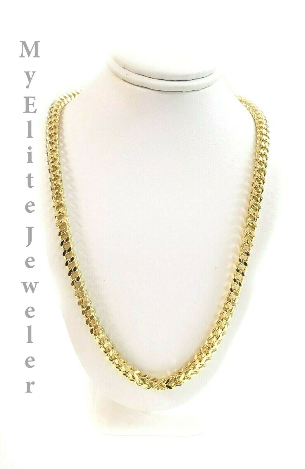 Mens REAL 10K Franco Link Chain Necklace 28 Inch 5 MM Lobster Lock Yellow Gold