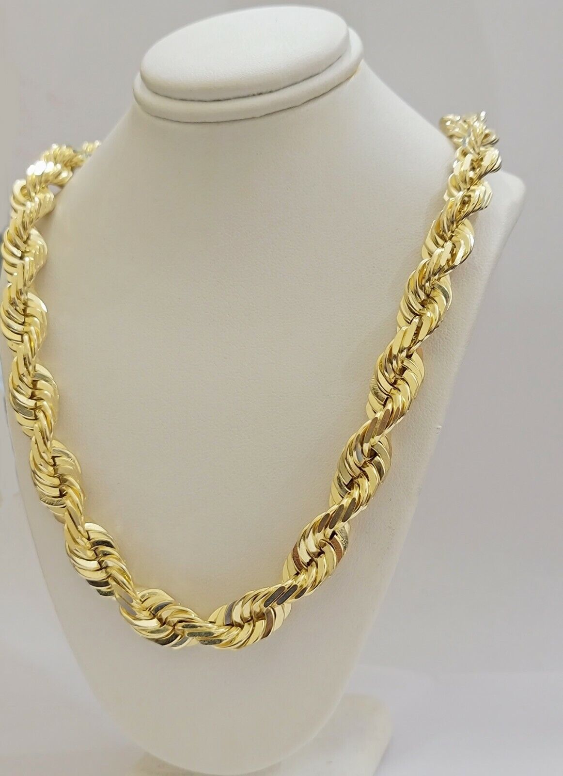 10mm Rope Chain Necklace 10k Yellow Gold 22" Choker Diamond Cut Men's REAL 10kt