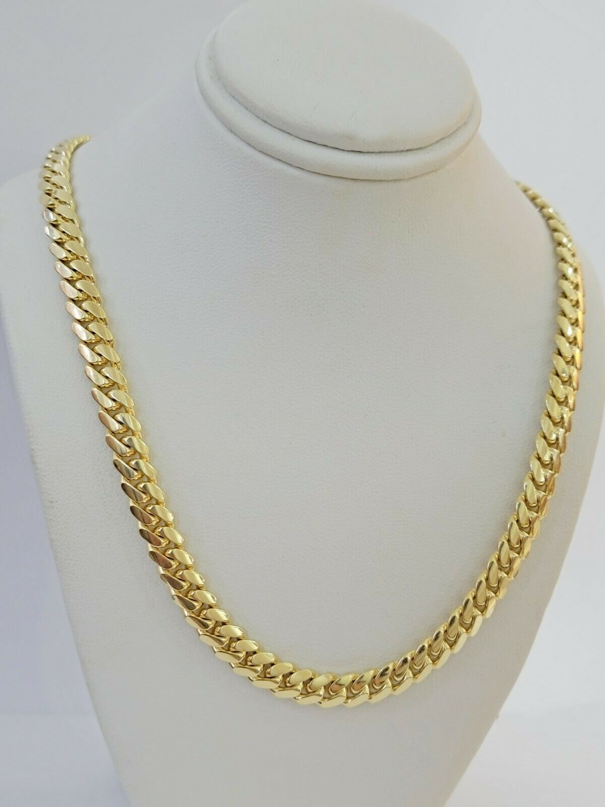 Real 10k Gold Chain Miami Cuban Solid Link Necklace 24" Inch 7mm 10KT BOX CLASP