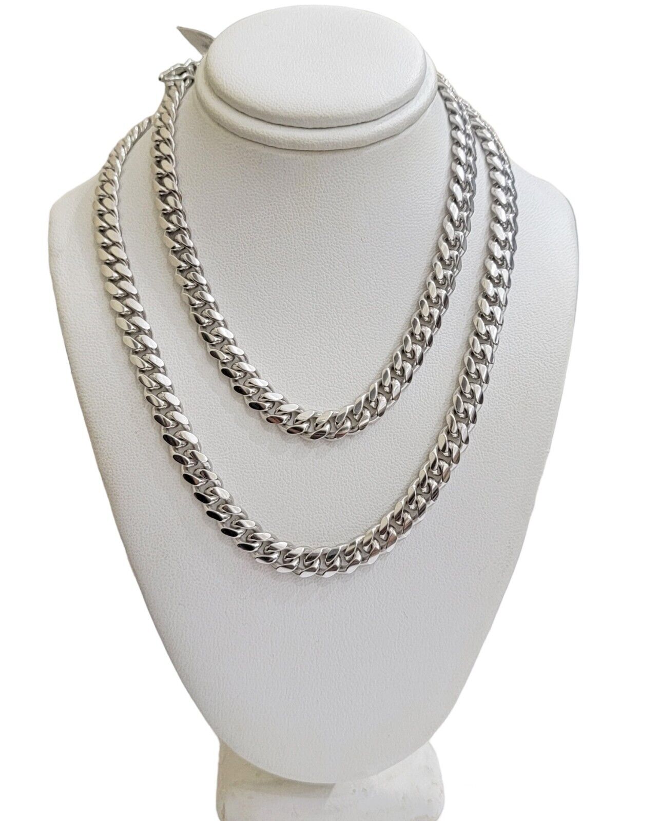 10k White Gold Miami Cuban Link Chain 7mm Solid Necklace 7mm  26" Inch SOLID 10k