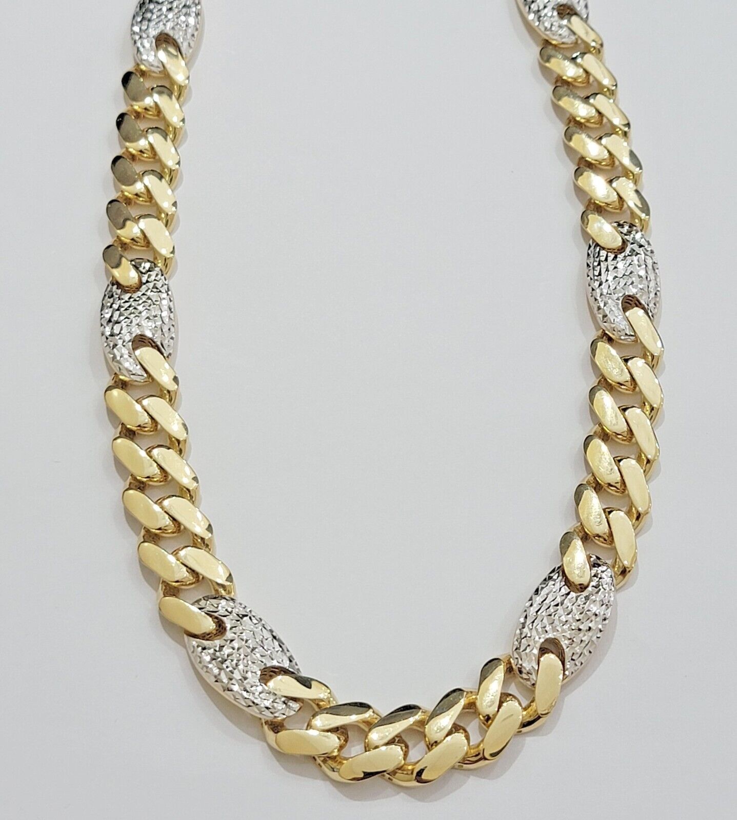 12mm Miami Cuban Mariner Link Chain Necklace Diamond Cuts Real 10K Yellow Gold