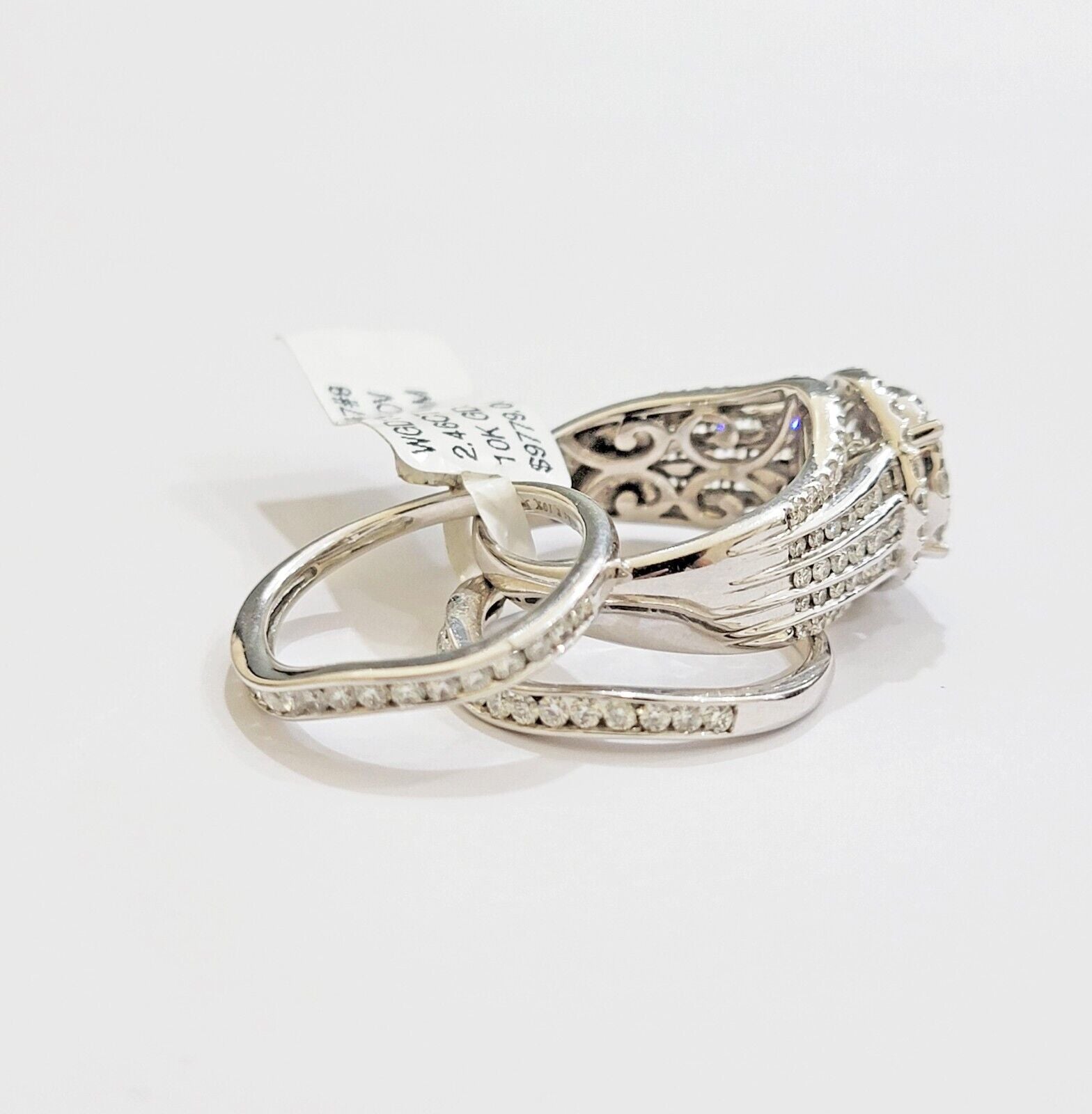 10k White Gold Diamond Ring Band Set Ladies 3CTW Wedding Engagement Solid REAL