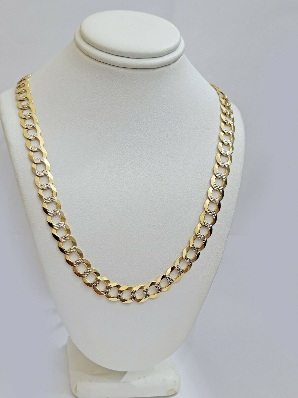 Real 10k Gold Mens Necklace Cuban Curb Link 9mm 24" Inch Diamond Cut SOLID Chain