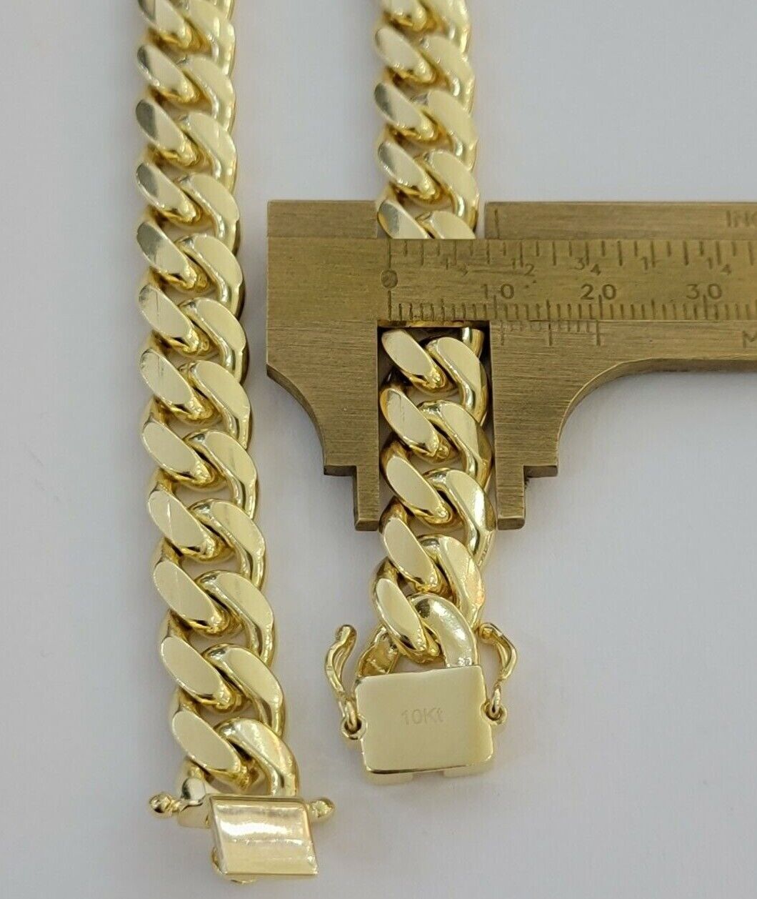 11mm Cuban Solid Link Chain Mens Necklace 10k Yellow Gold 22" Thick Heavy, SALE