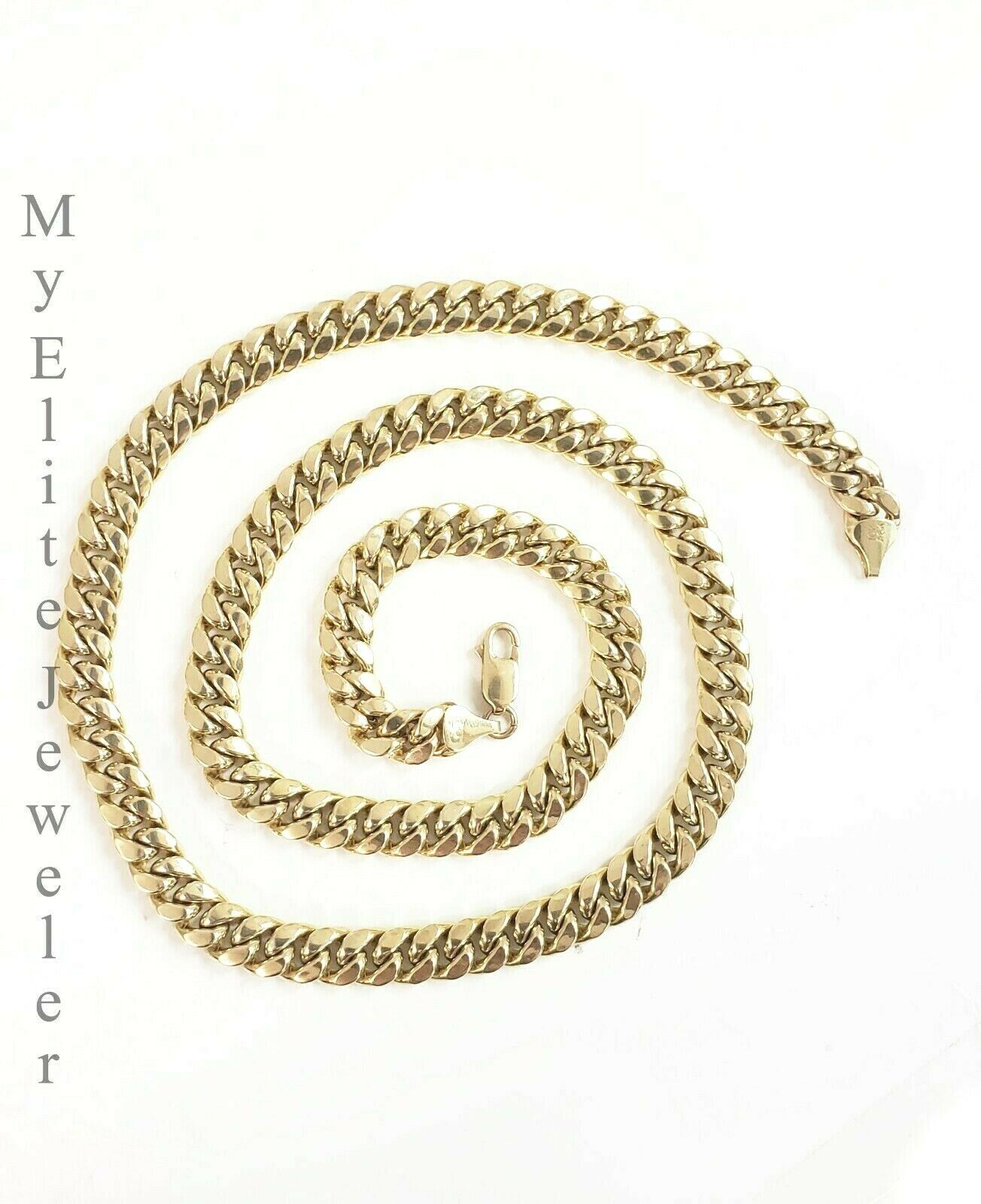 Real 10K Yellow Gold Cuban Link Chain Necklace 24