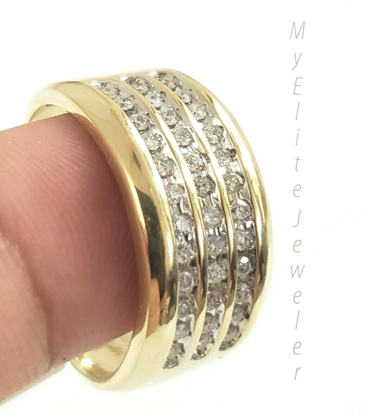 Mens 1/2CT Diamond Ring 10K Solid Gold Band Size 10 Thick Bands, 100% GENUINE