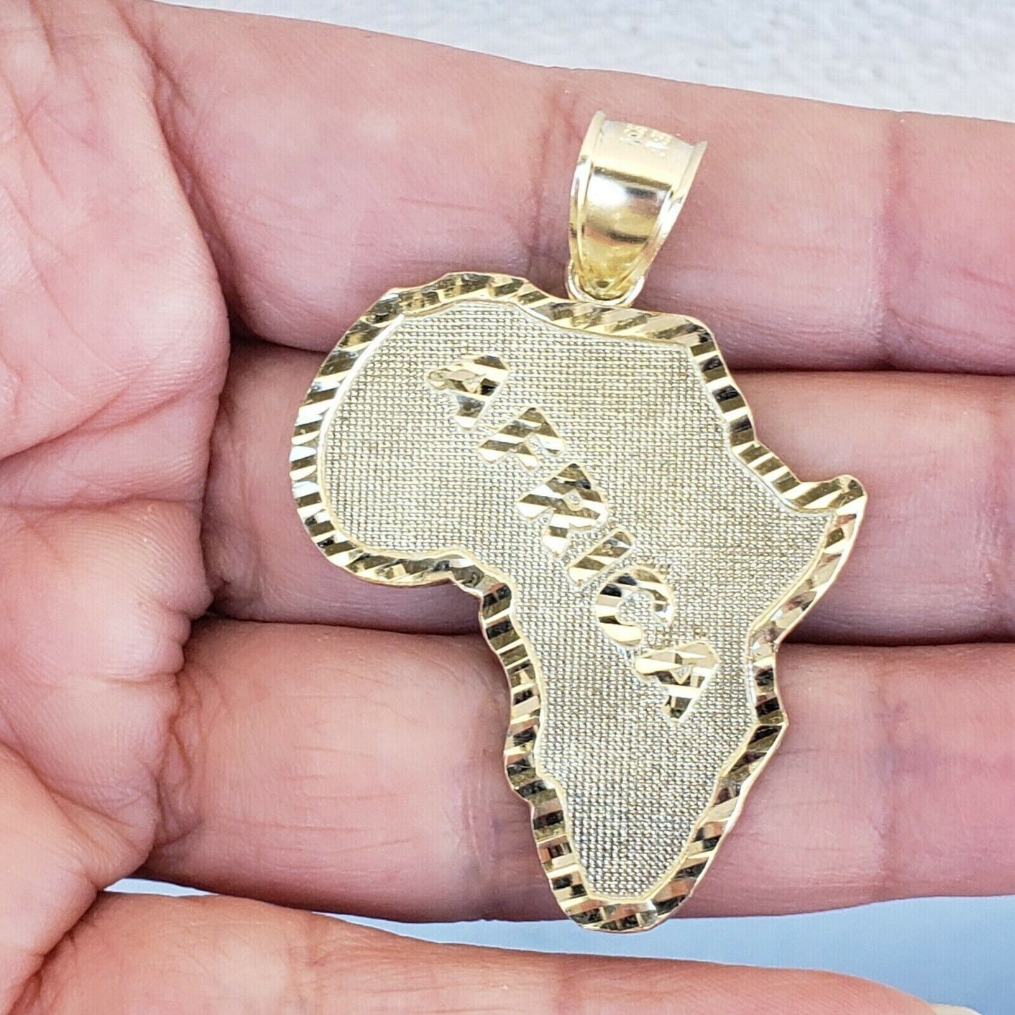 10k Yellow Gold Charm Africa Continent Pendant Mens REAL 10KT