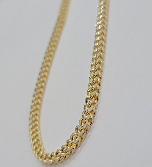 Real 14k Gold Franco Chain Necklace 20" Short 3.5mm Diamond cut 14kt Yellow Gold