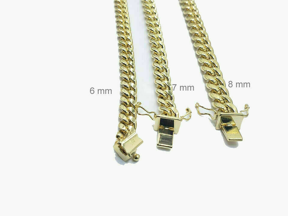 REAL 10k yellow Gold bracelet Miami Cuban Link 6MM-9Mm 7-9