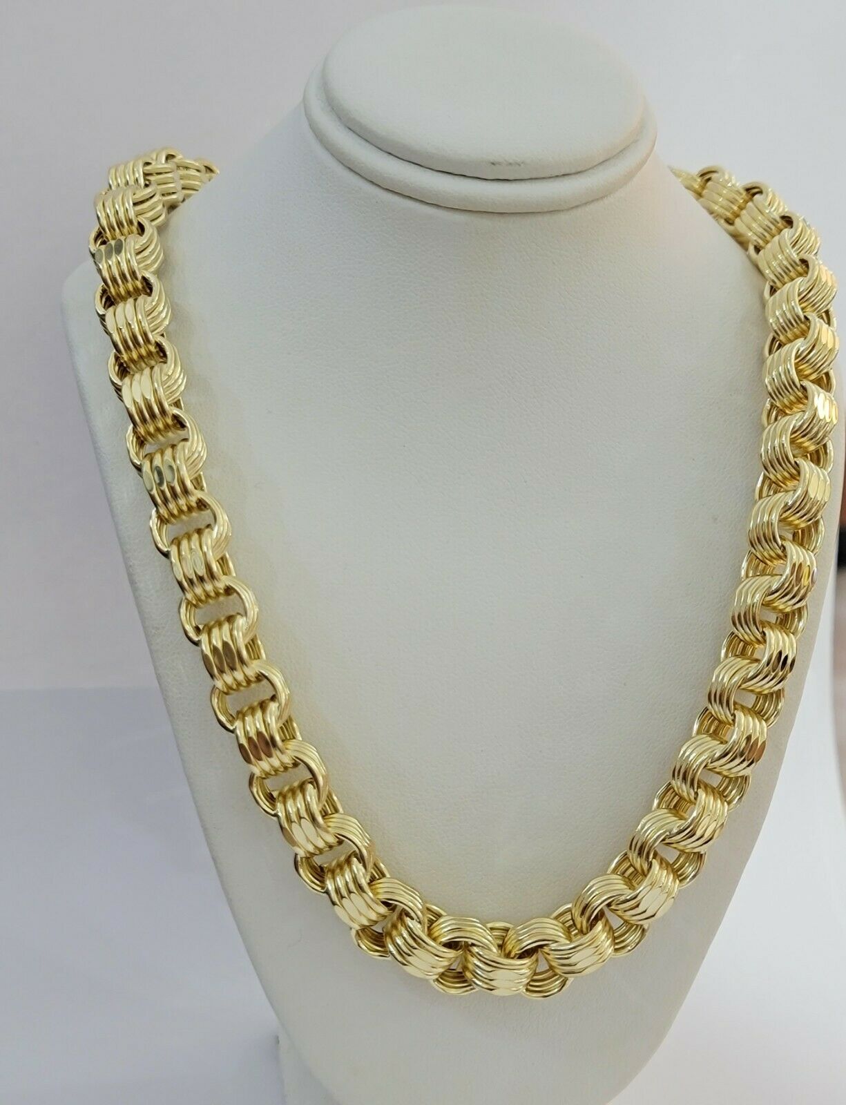 Mens Byzantine Chain 10k Gold Necklace 11mm 22" 24" 26" 28" 30" 10kt Yellow Gold