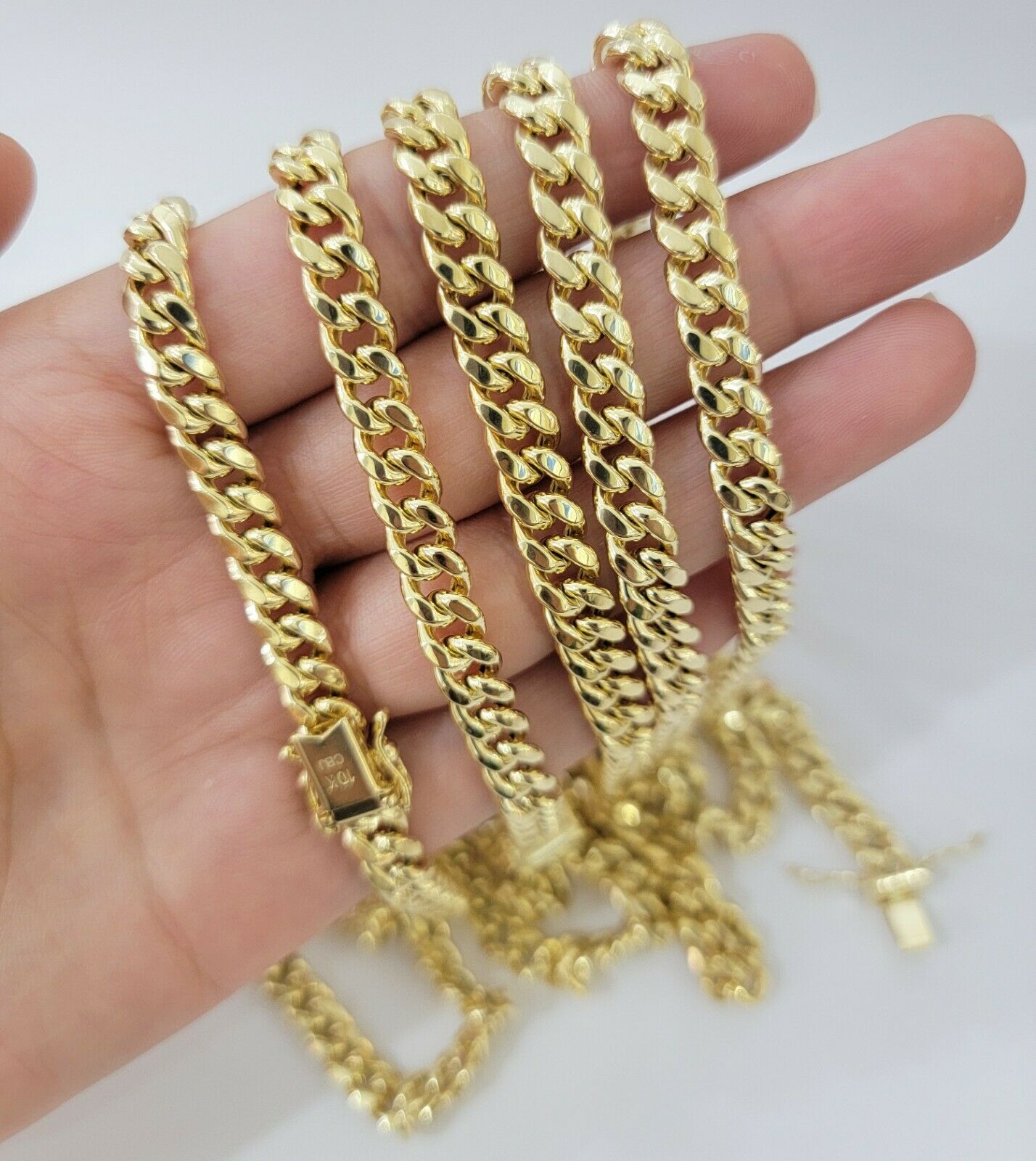 REAL 10k Gold Miami Cuban Chain Necklace 7mm 24" Men Women 10kt Yellow Gold Link