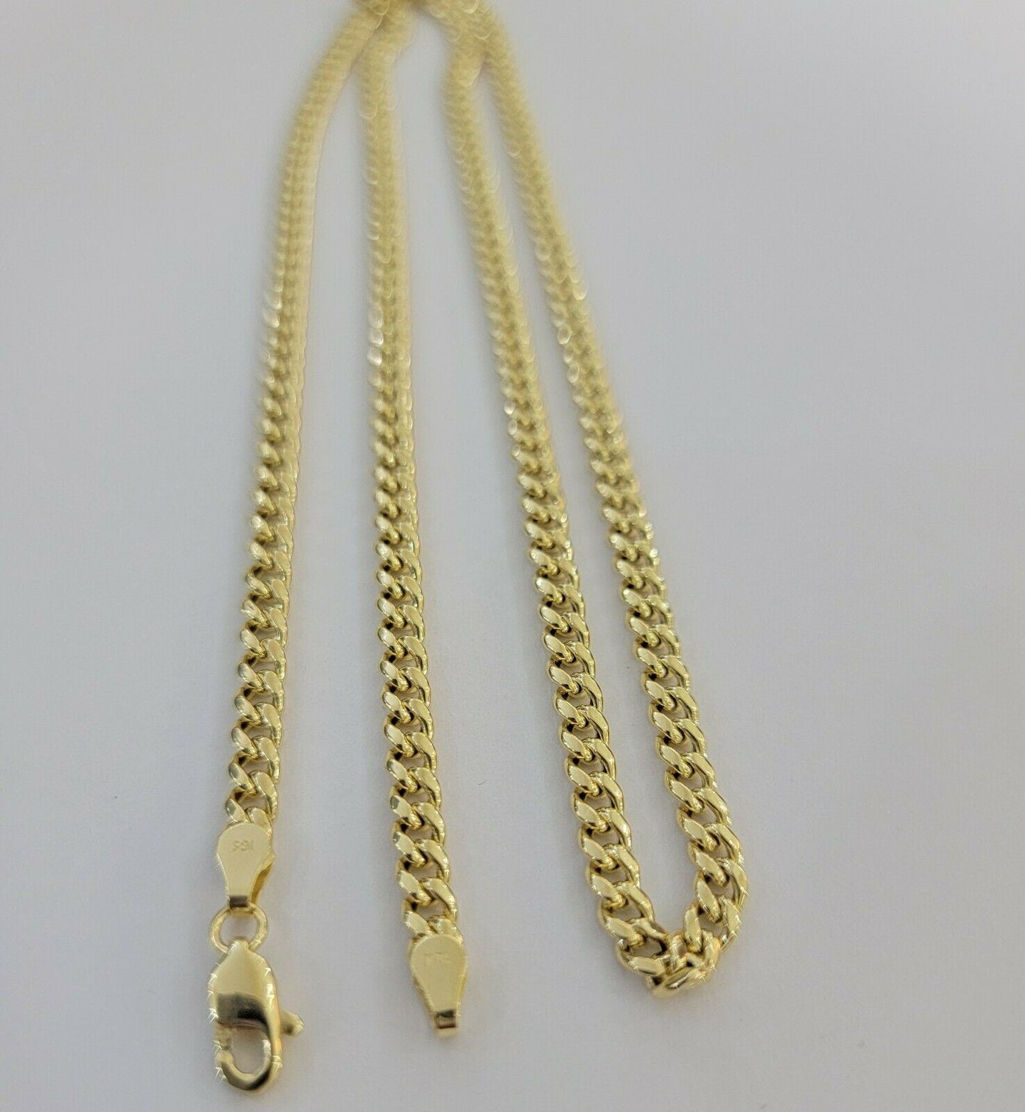 Real 10k Gold Chain Miami Cuban Link Necklace 18" 20" 22" 24" 26" 3.5mm 10kt Oro