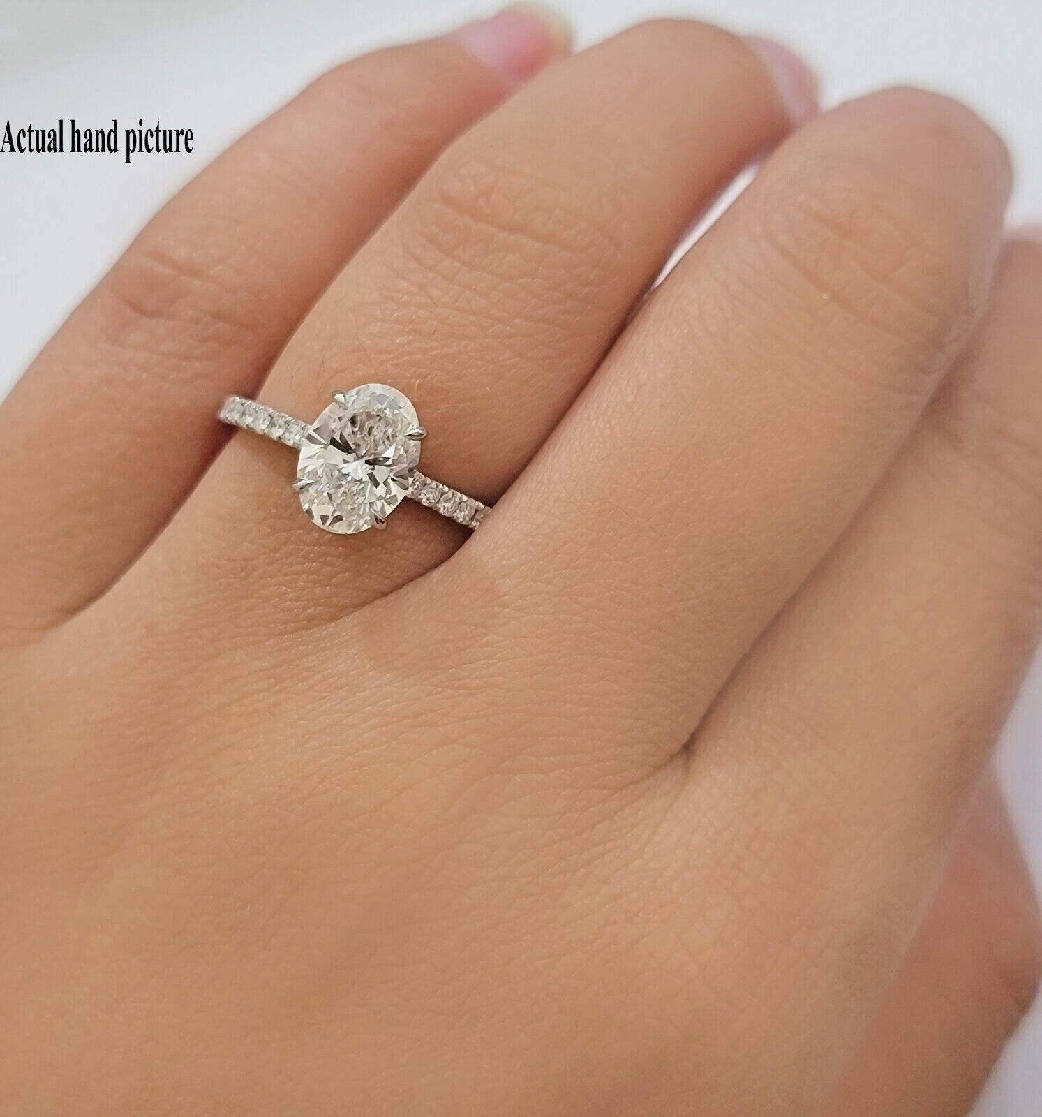 IGI Diamonds Engagement Ring VS1 Oval 3.85 Carat Lab-Created Eye Clean 14k White