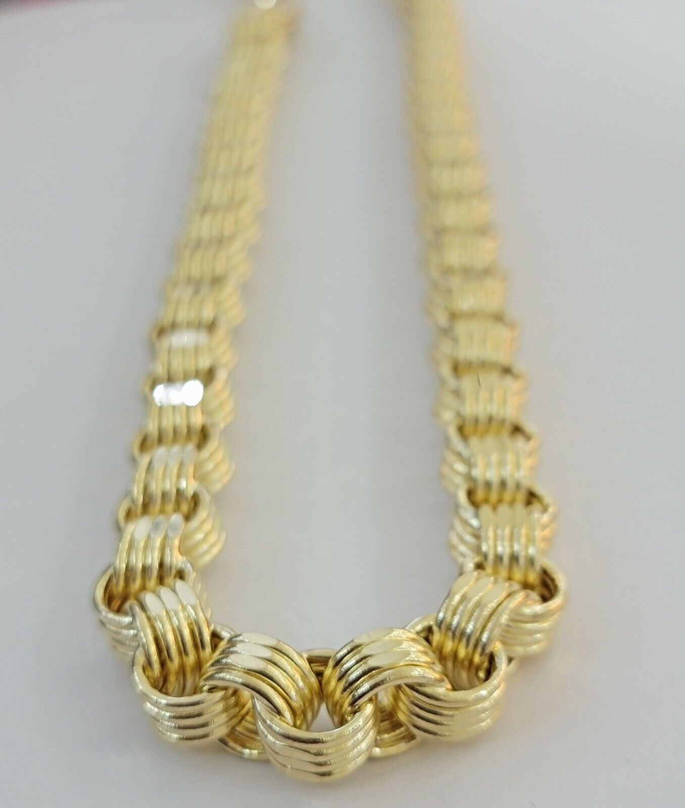 Real Box Byzantine chain necklace 7mm 10K Yellow Gold 22 Inches Men's 10KT