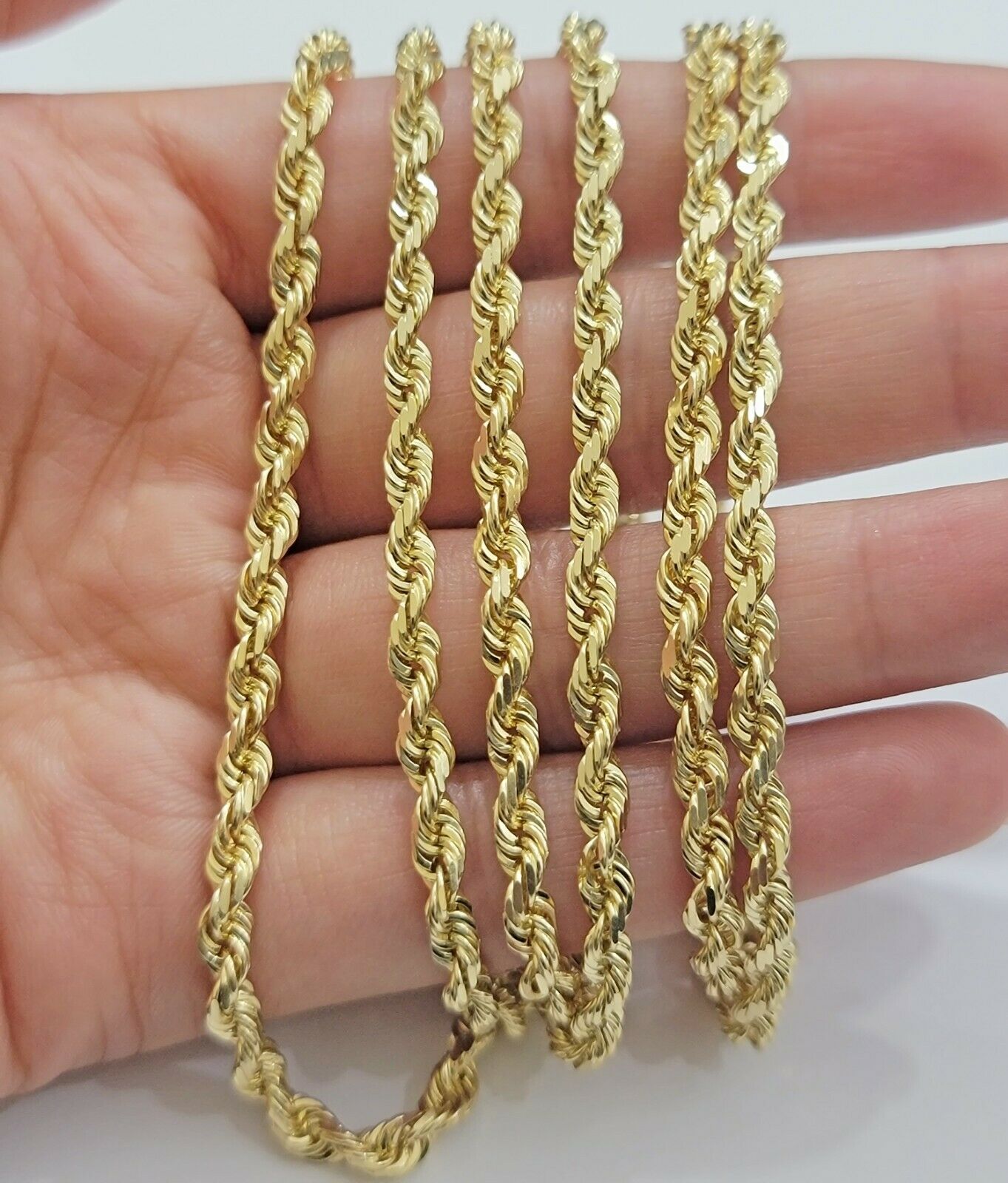 SOLID 10k Yellow Gold Rope Necklace 2 3mm 4mm 18"-30 Inch REAL 10 kt gold Chain