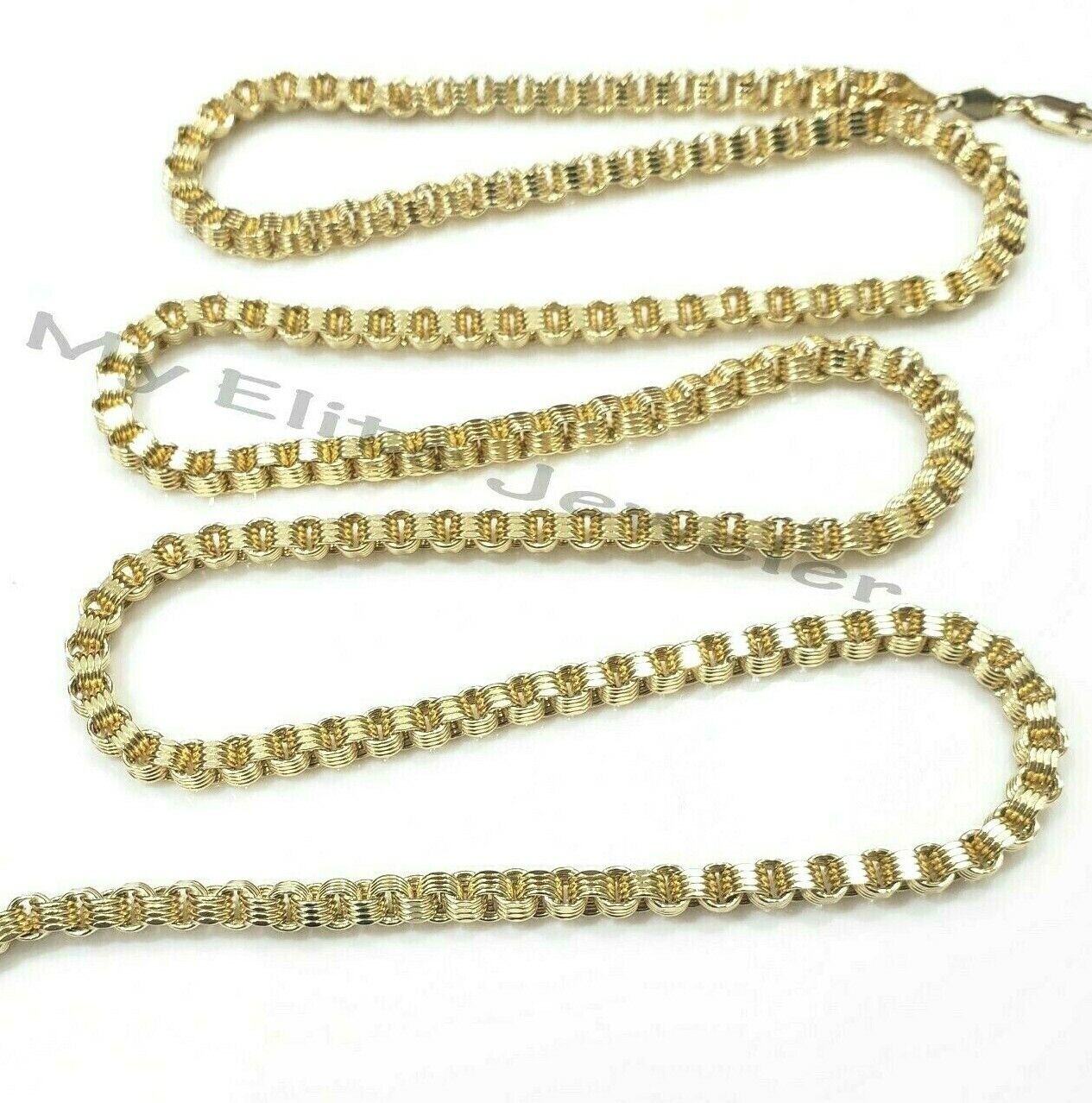 10k Yellow Gold Mens Necklace Byzantine Chain 5mm 18 Inch Choker Male REAL 10KT