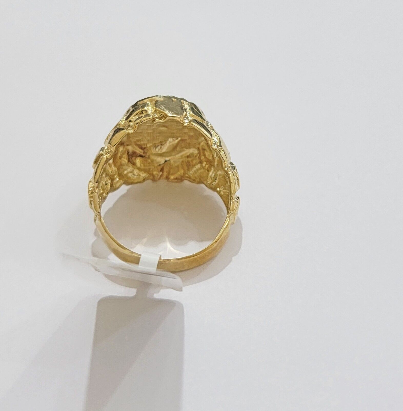 Real 10k Yellow Gold Masonic Ring Mens Nugget Band Round Shape Pinky Casual Ring