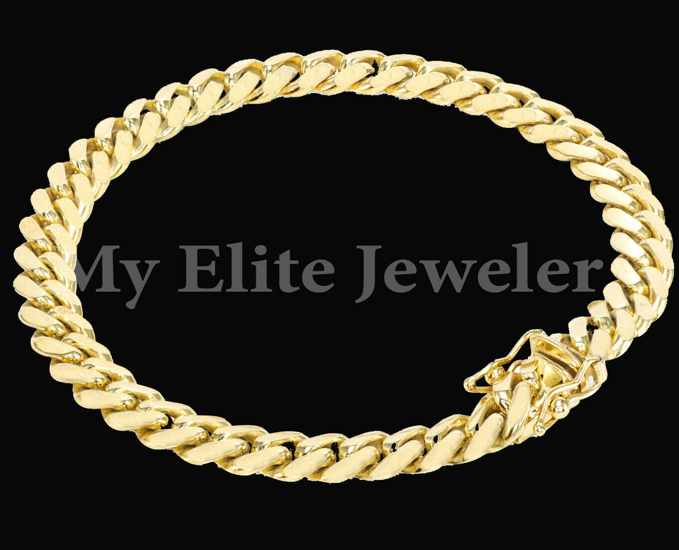 8mm Solid 10k Gold Mens Bracelet Miami cuban Link 8" Box Clasp SOLID LINKS REAL