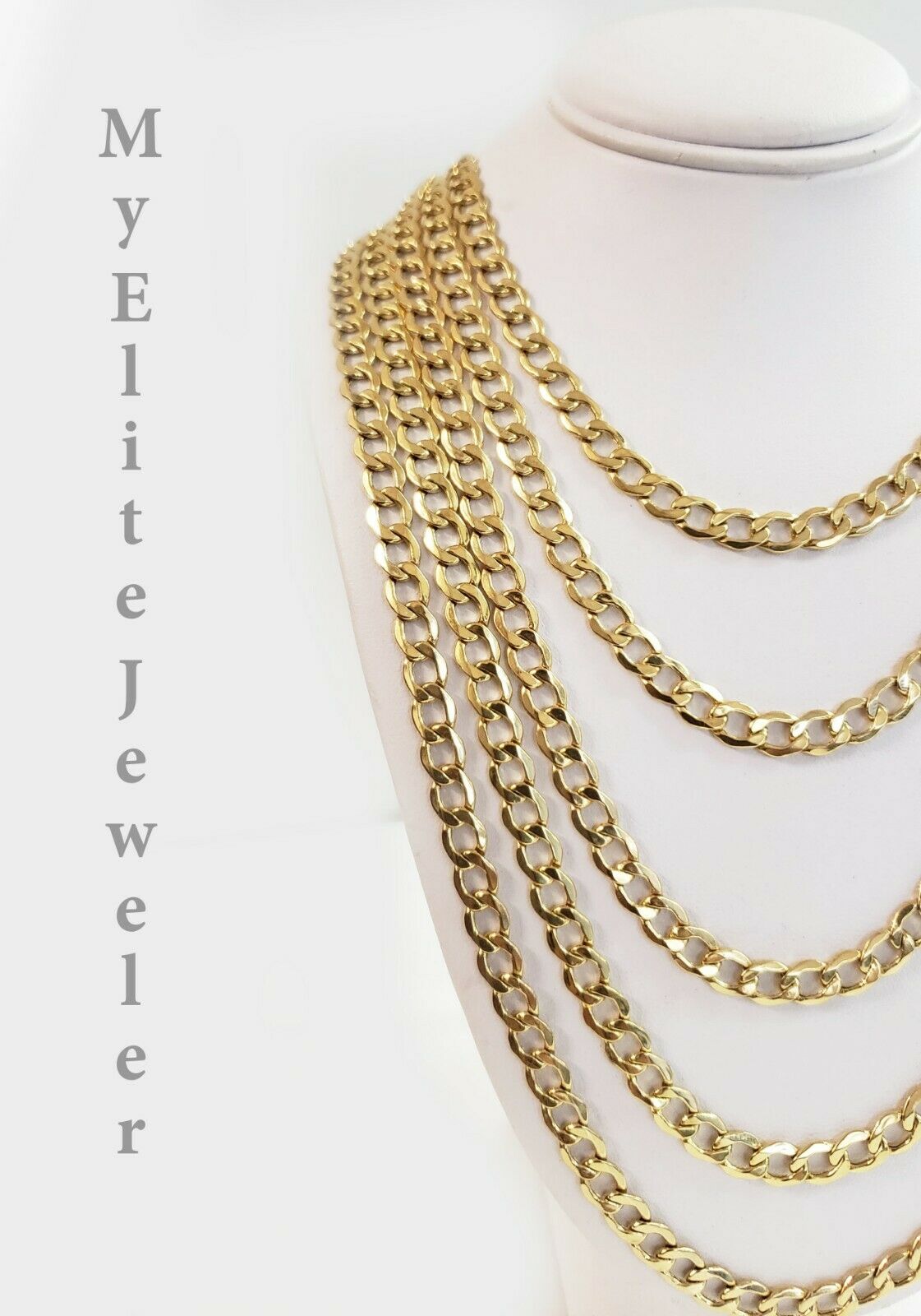 REAL 10k Yellow Gold Necklace 5mm Cuban Curb Link 18