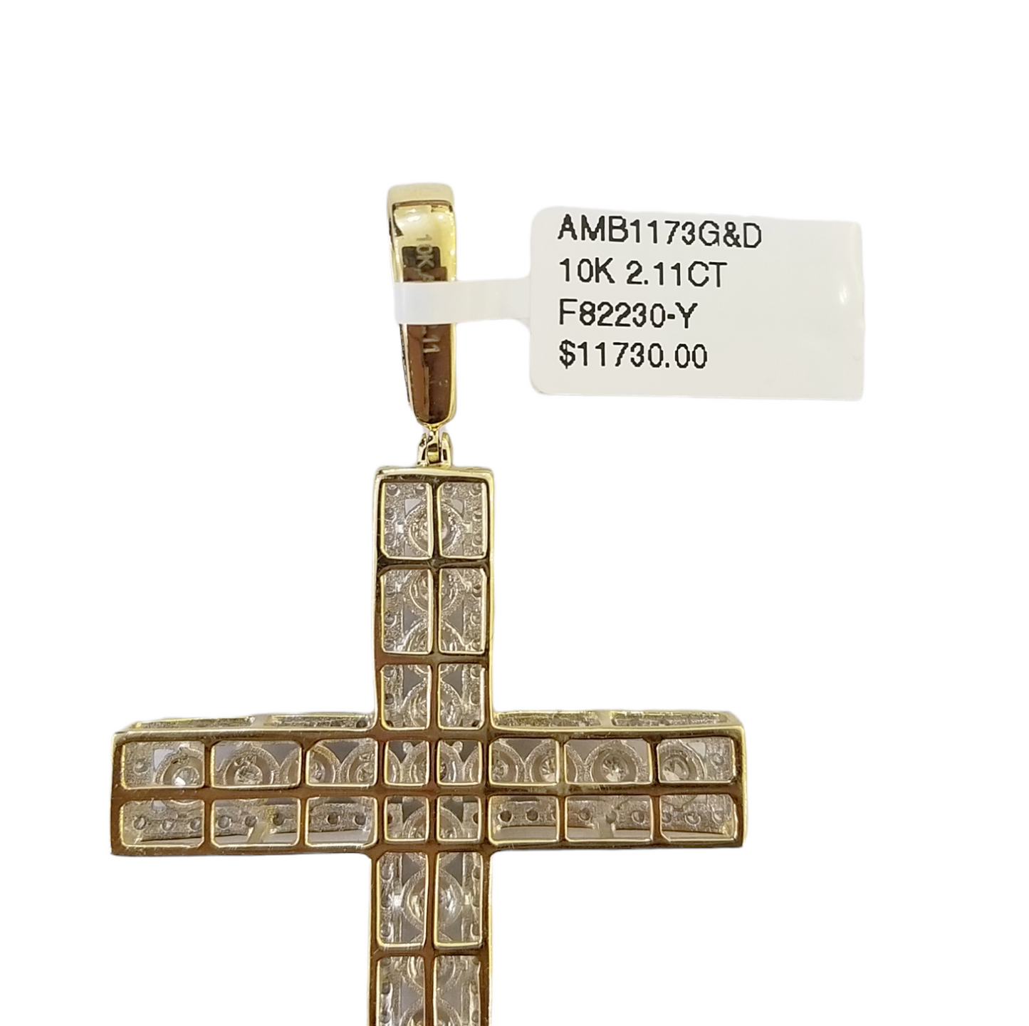 Real 10k Yellow Gold Diamond Cross Charm Pendant 2CT Dia Men Jesus Cross 2.5Inch