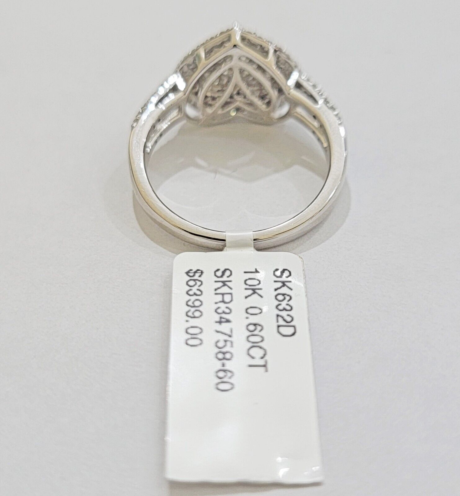 Real Diamond Ring Heart Shape 10k White Gold 0.60 Ct Natural Diamond Ladies Band