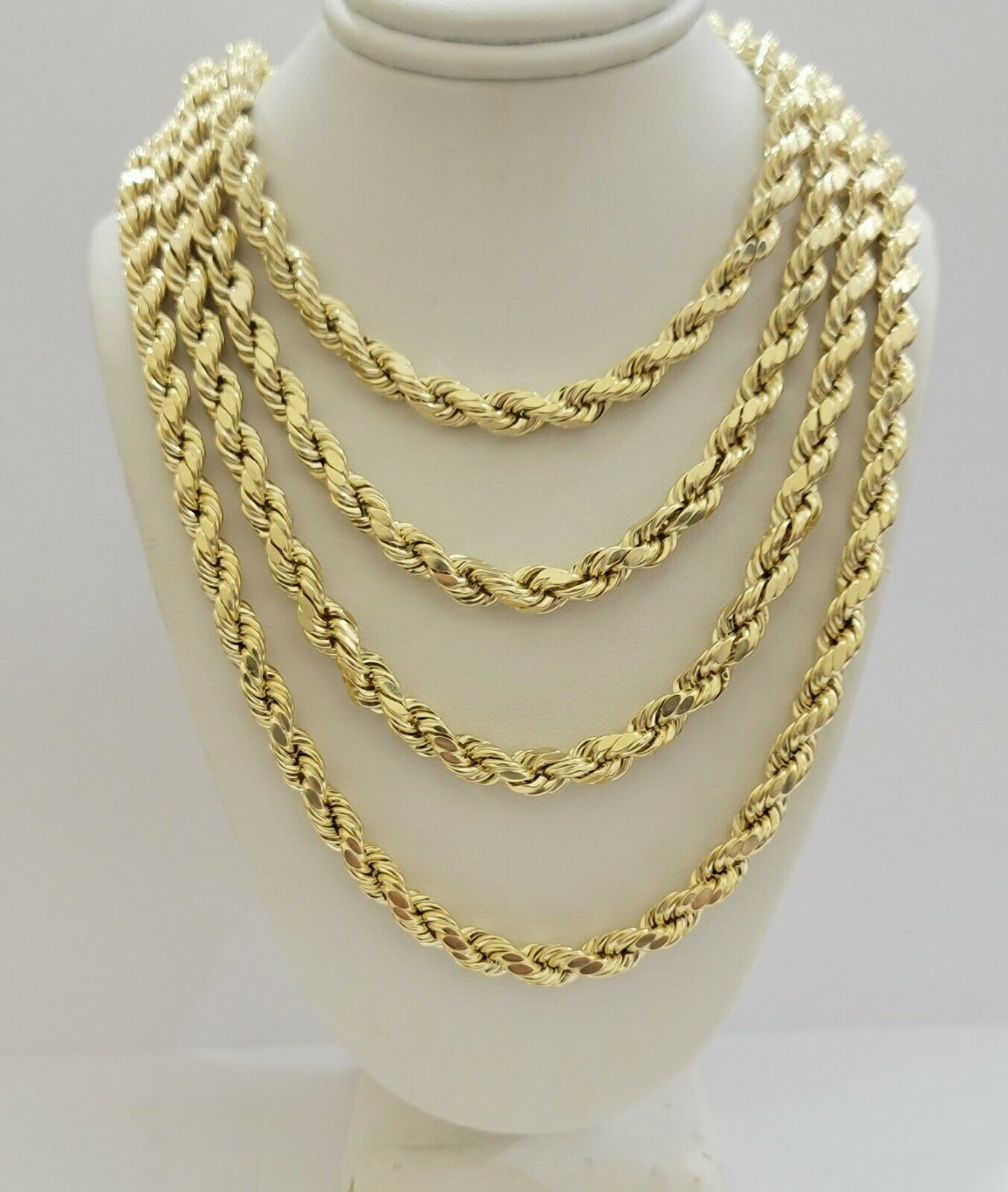 26" 10k Gold Rope Necklace 7mm Men's Chain Diamond Cuts Lobster 10KT  REAL GOLD