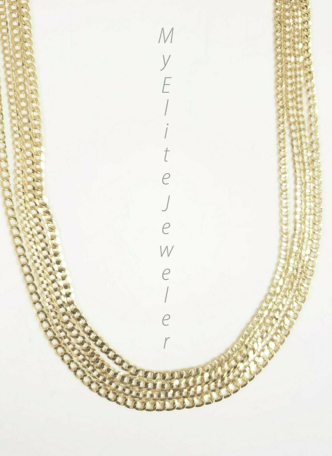 10K Gold Cuban Link Curb Chain Length 18" 20" 22 24" Inch 3mm Necklace Men Women