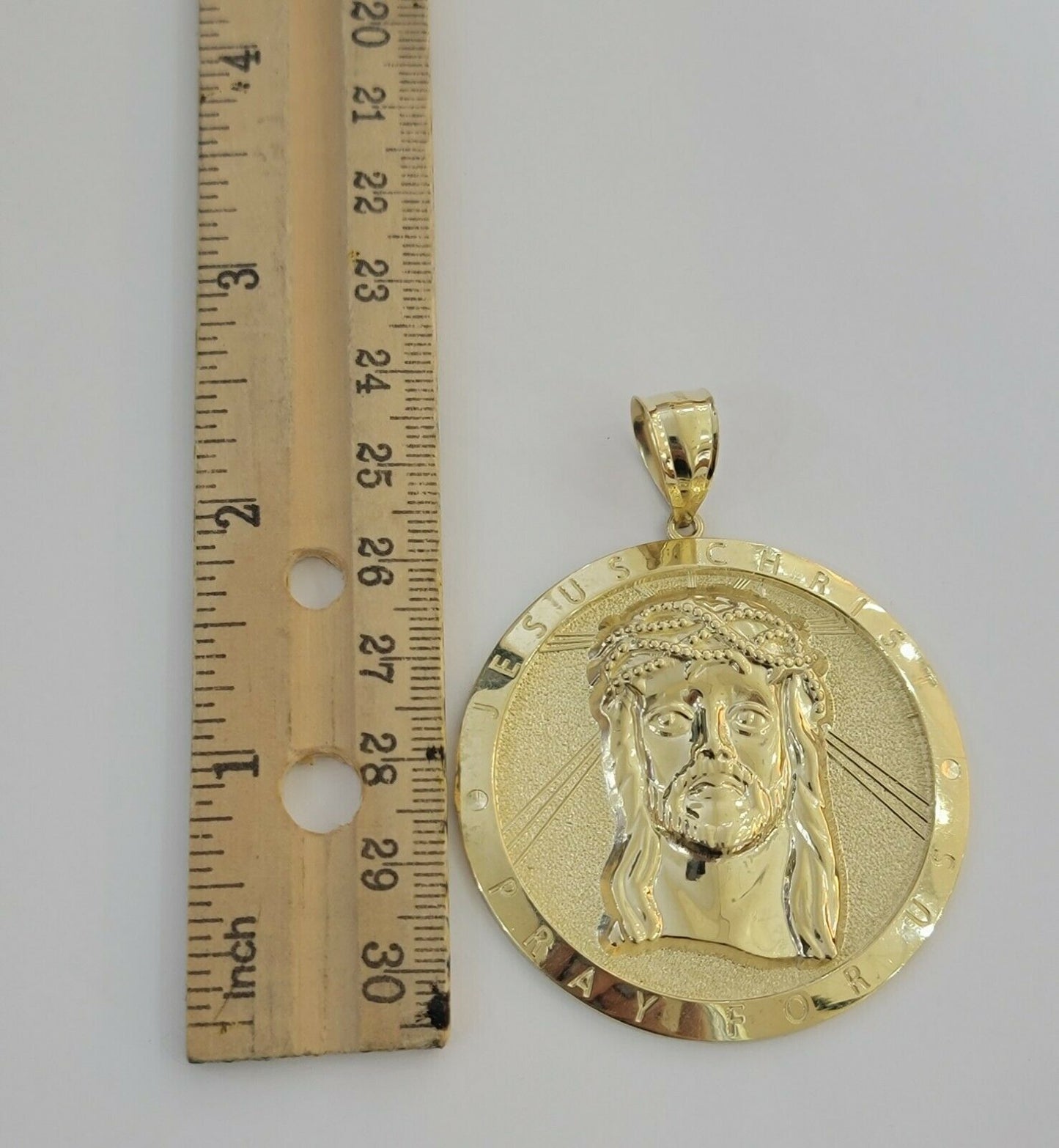 Mens Real 10kt Yellow Gold Pendant Jesus Head Charm 2.5" Medallion 10kt ,LIMITED