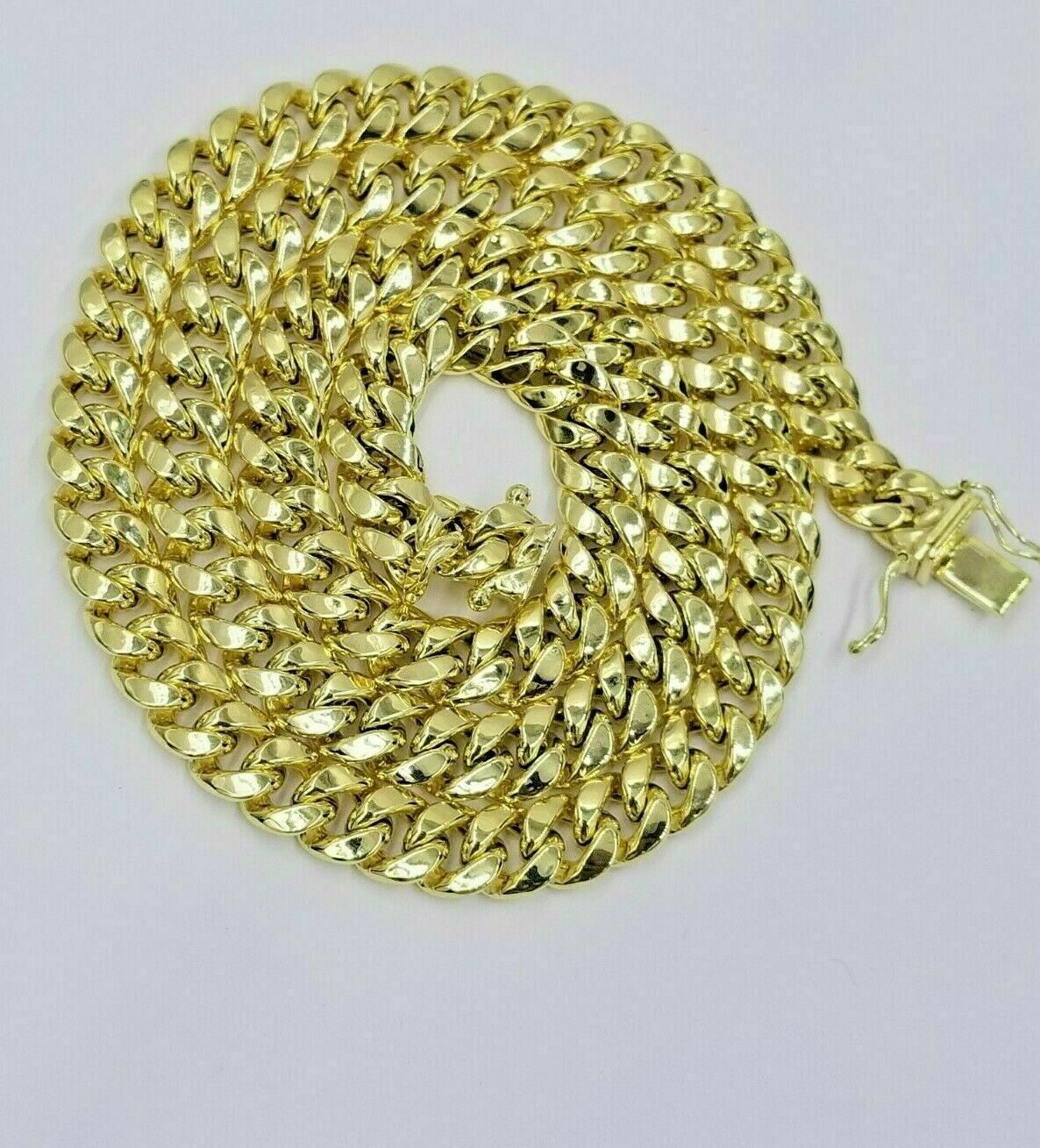 REAL 10k Yellow Gold Necklace Mens Chain Miami Cuban Link 18 Inch - 30