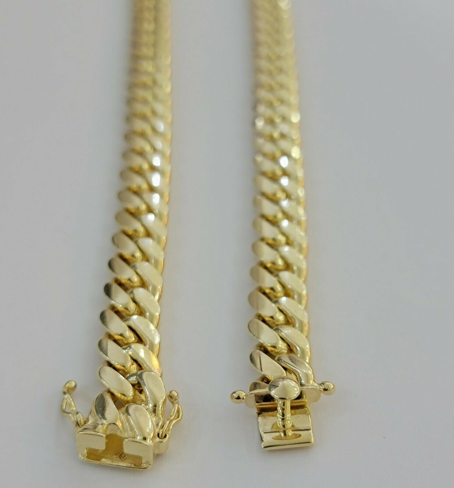 Solid 10k Gold Chain Cuban Link Necklace 10mm 24" Inch Men's Box Lock REAL 10kt