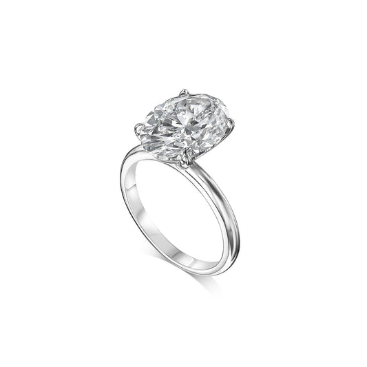 1 Ct H/VS1 Certified Oval Cut Lab Created Diamond Solitaire Ring 14kt White Gold