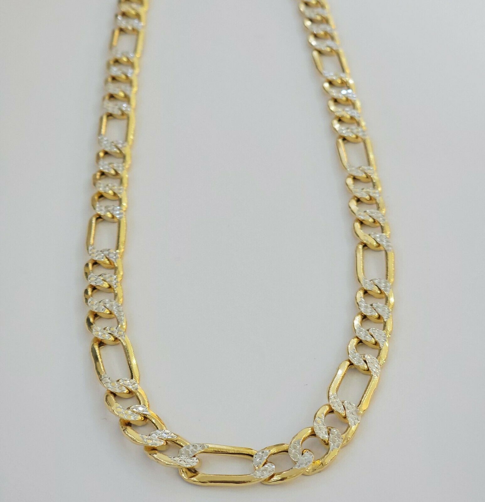 Real Gold 10k Figaro Necklace Men's Chain 9mm 24