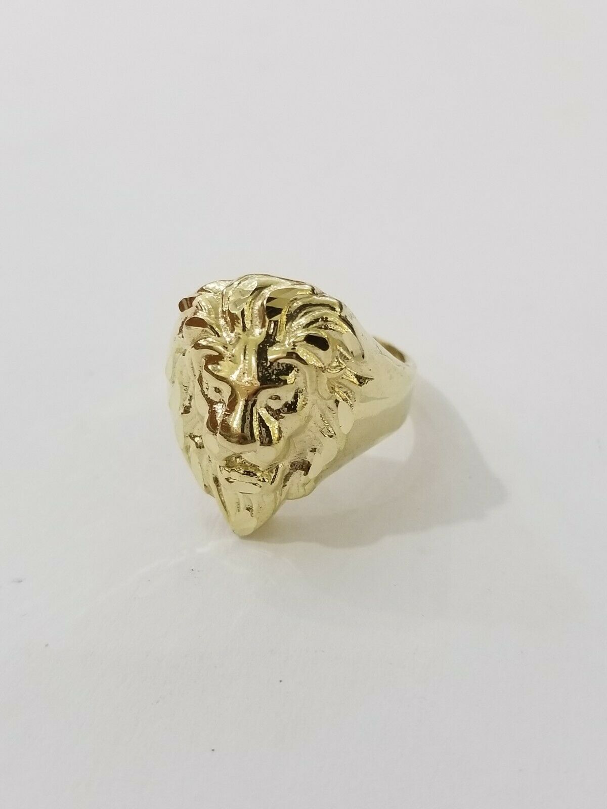 GOLD Lion Head Mens Ring SOLID 10k Yellow Gold REAL Ring , Pinky , Casual , size