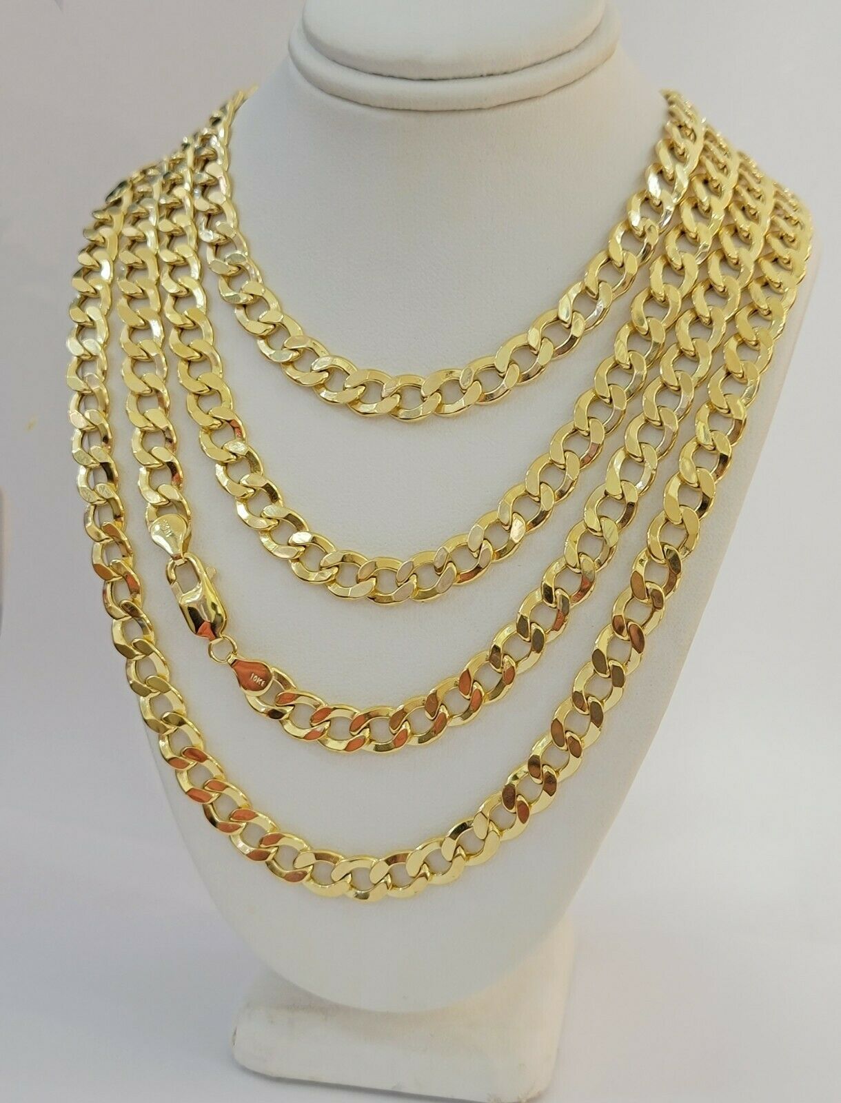 10k Gold Chain 8mm 24" Cuban Curb Link Necklace REAL 10kt Yellow Gold Men's 10 k