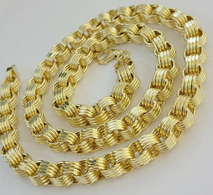 Mens Byzantine Chain 10k Gold Necklace 9mm 22" 24" 26" 28" 30" 10kt Yellow Gold