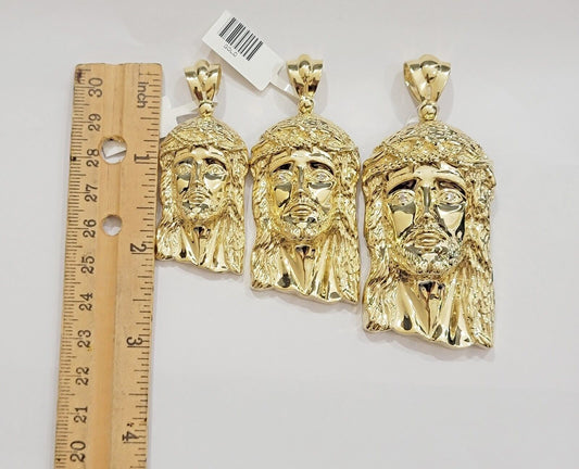 Real 10k Gold Pendant Jesus Head Charm 10kt Yellow Gold For Men's Different Size