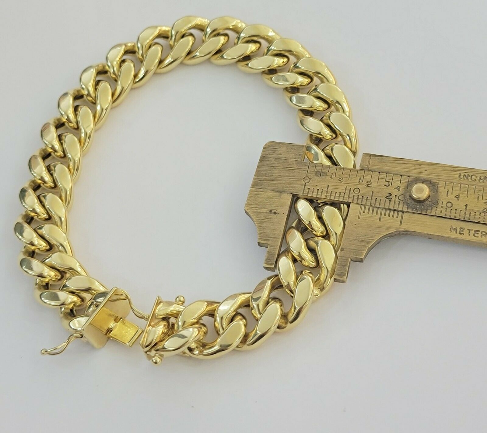 REAL 10k Gold Chain Bracelet Set Miami Cuban Link Men 13mm 26