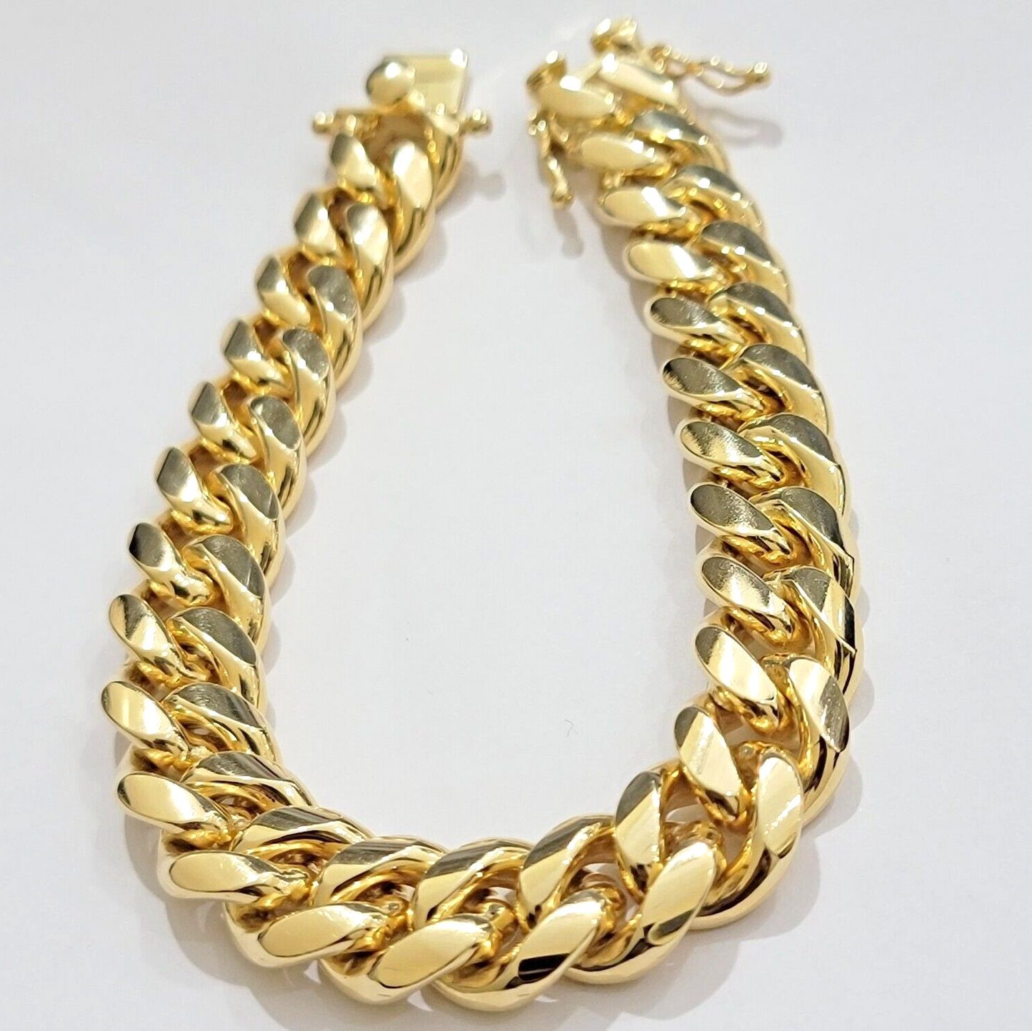 Real 10k Gold Bracelet Solid Miami Cuban Link 12mm 8" Inch Box Clasp , Mens 10KT