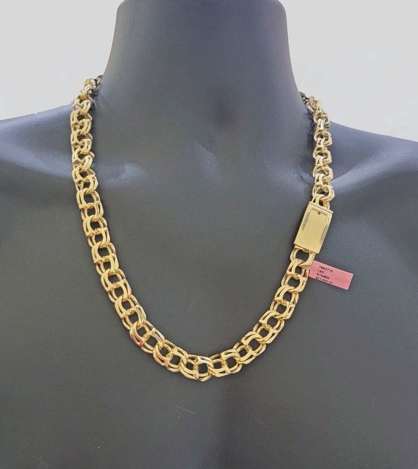 14k Gold Mens Necklace Chino Link Chain 24 Inch REAL 14KT Yellow Gold Real SOLID