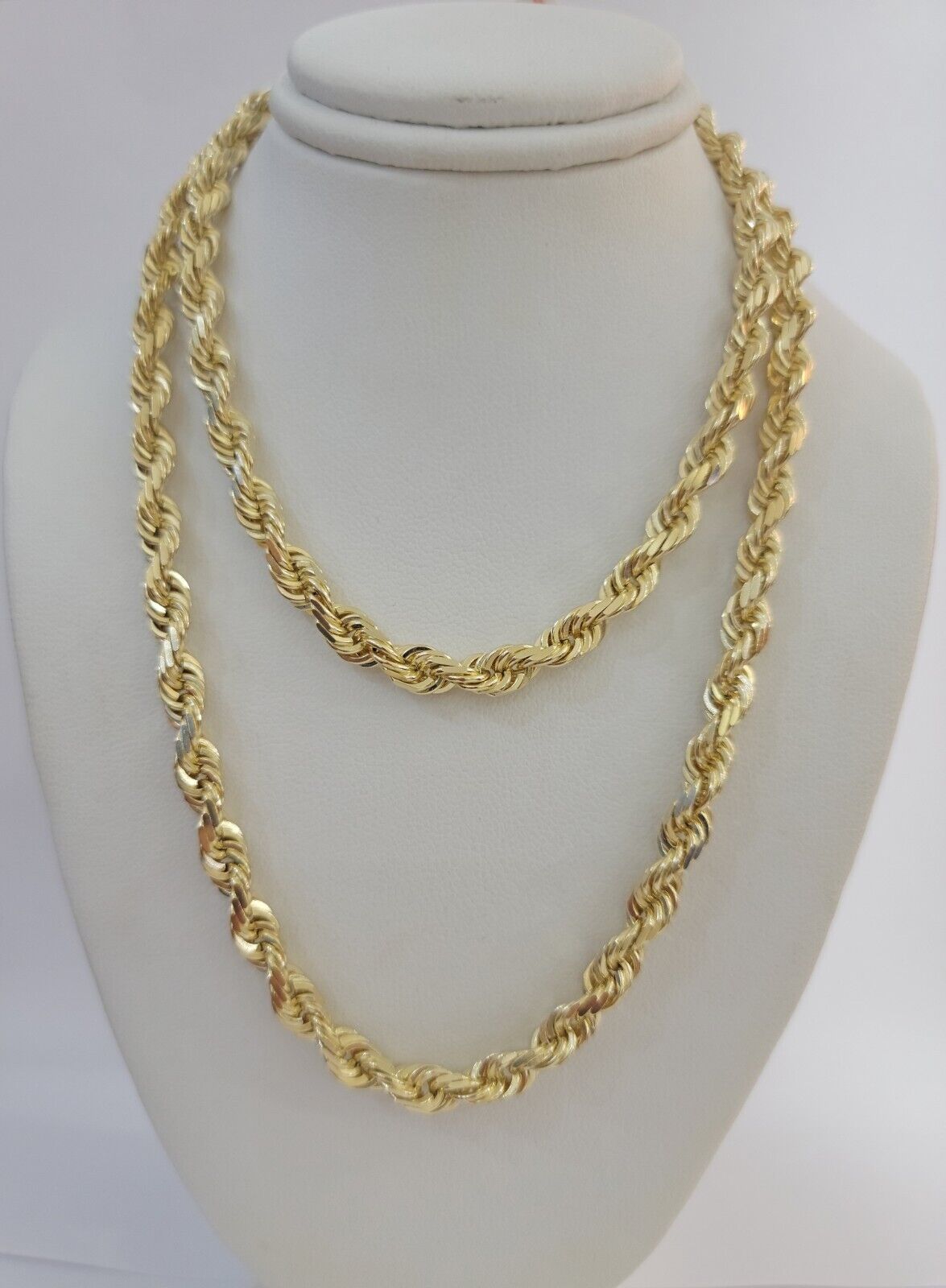 Real Solid 10k Rope Necklace 6mm Chain 18"-30" Inch 10kt Yellow Gold Diamond Cut