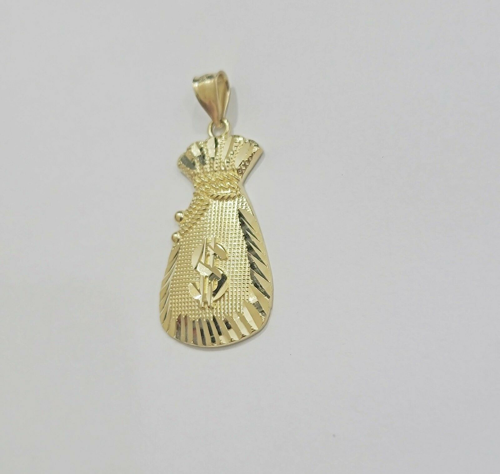 REAL 10k Gold Rope Chain Charm Pendant  SET 3mm Necklace 18-28" Money Dollar Bag