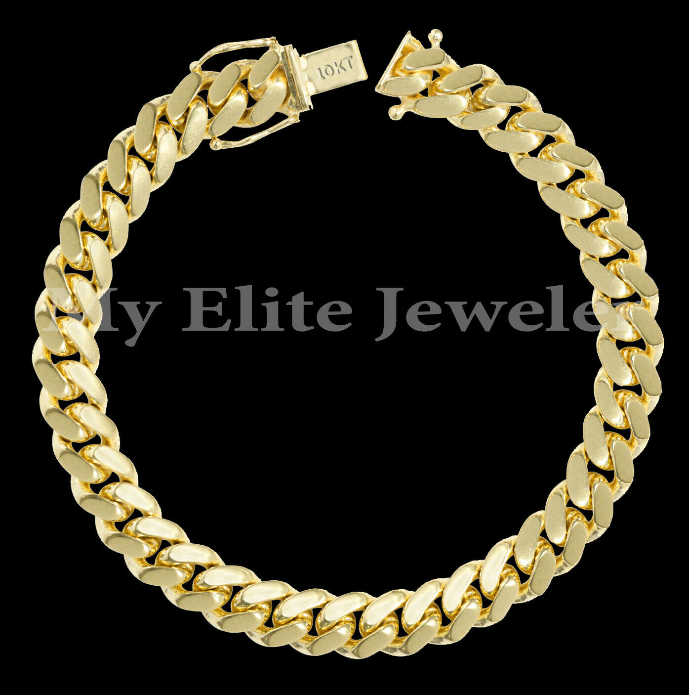 8mm Solid 10k Gold Mens Bracelet Miami cuban Link 8" Box Clasp SOLID LINKS REAL