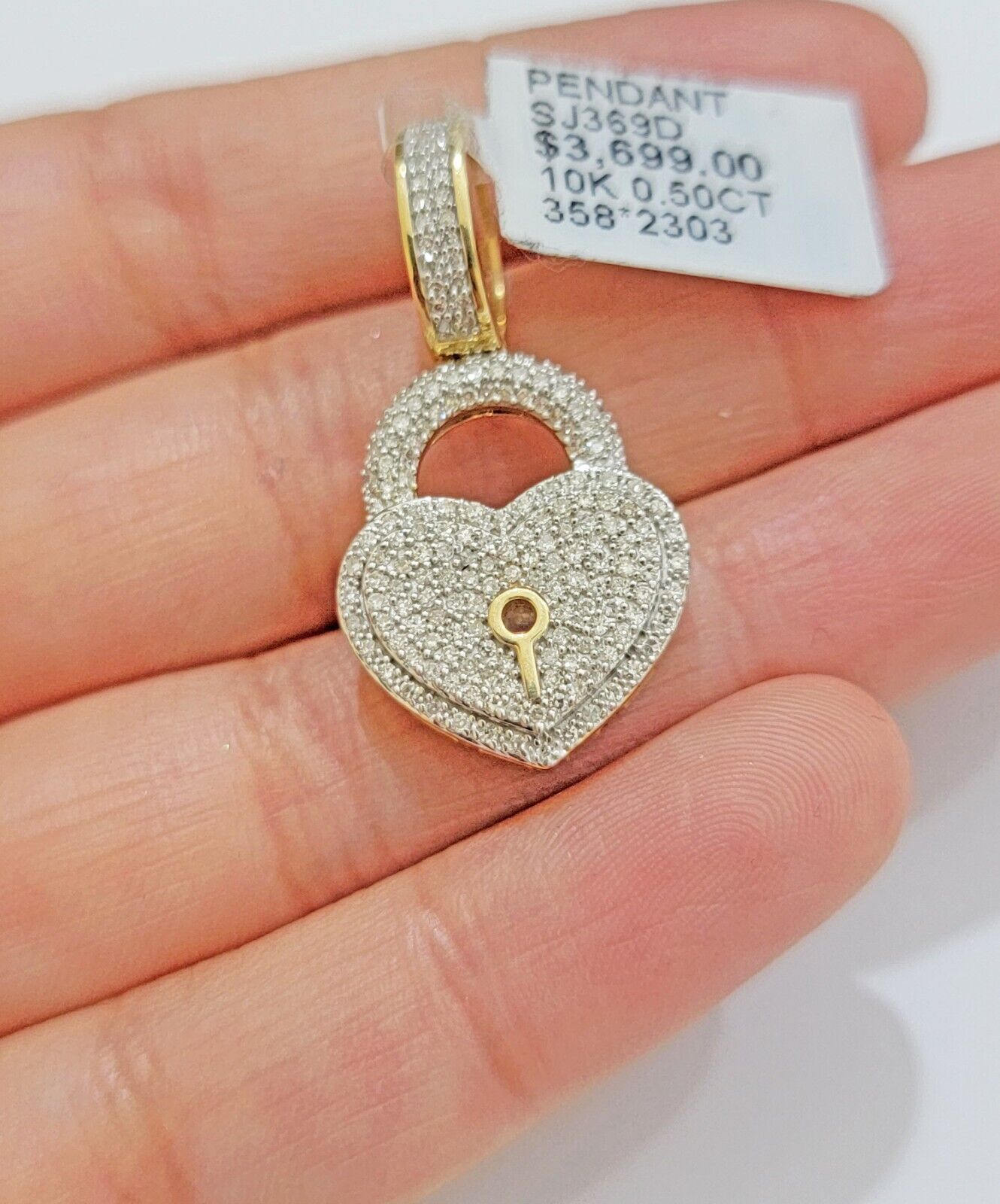 Diamond Heart Key charm pendant 10k gold 1/2 Natural Diamonds For Men Women,REAL