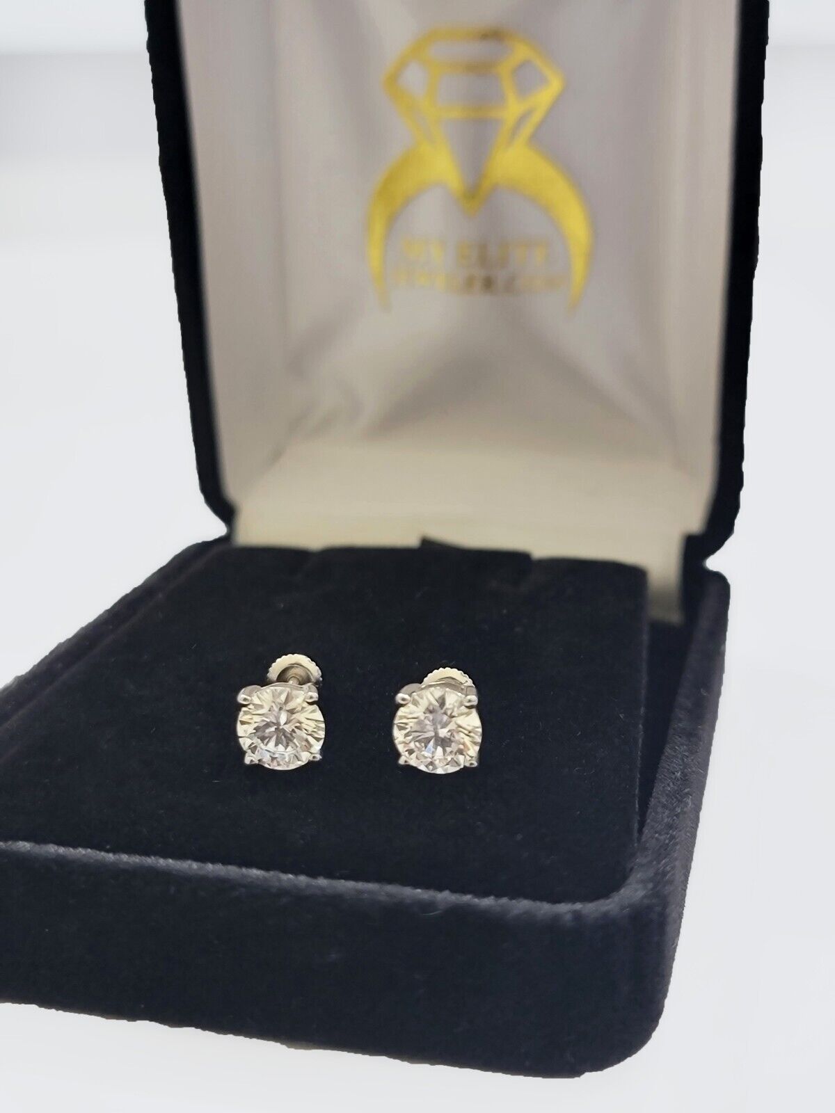 Real 14k White Gold 1CT Diamonds Stud Earring 1/2 CT each,VS diamond Lab Created