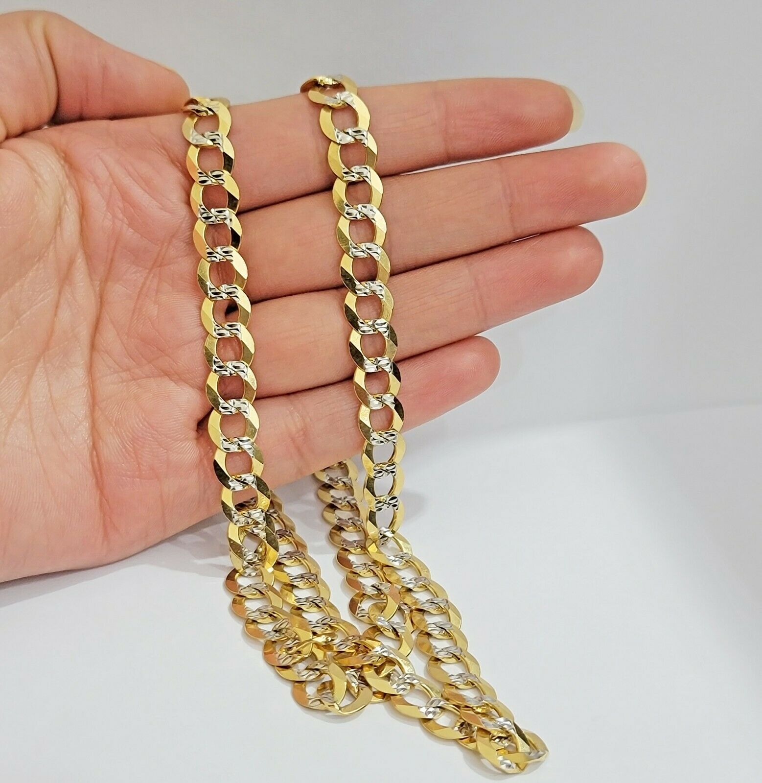 Real 10k Gold Mens Necklace Cuban Curb Link 9mm 24" Inch Diamond Cut SOLID Chain