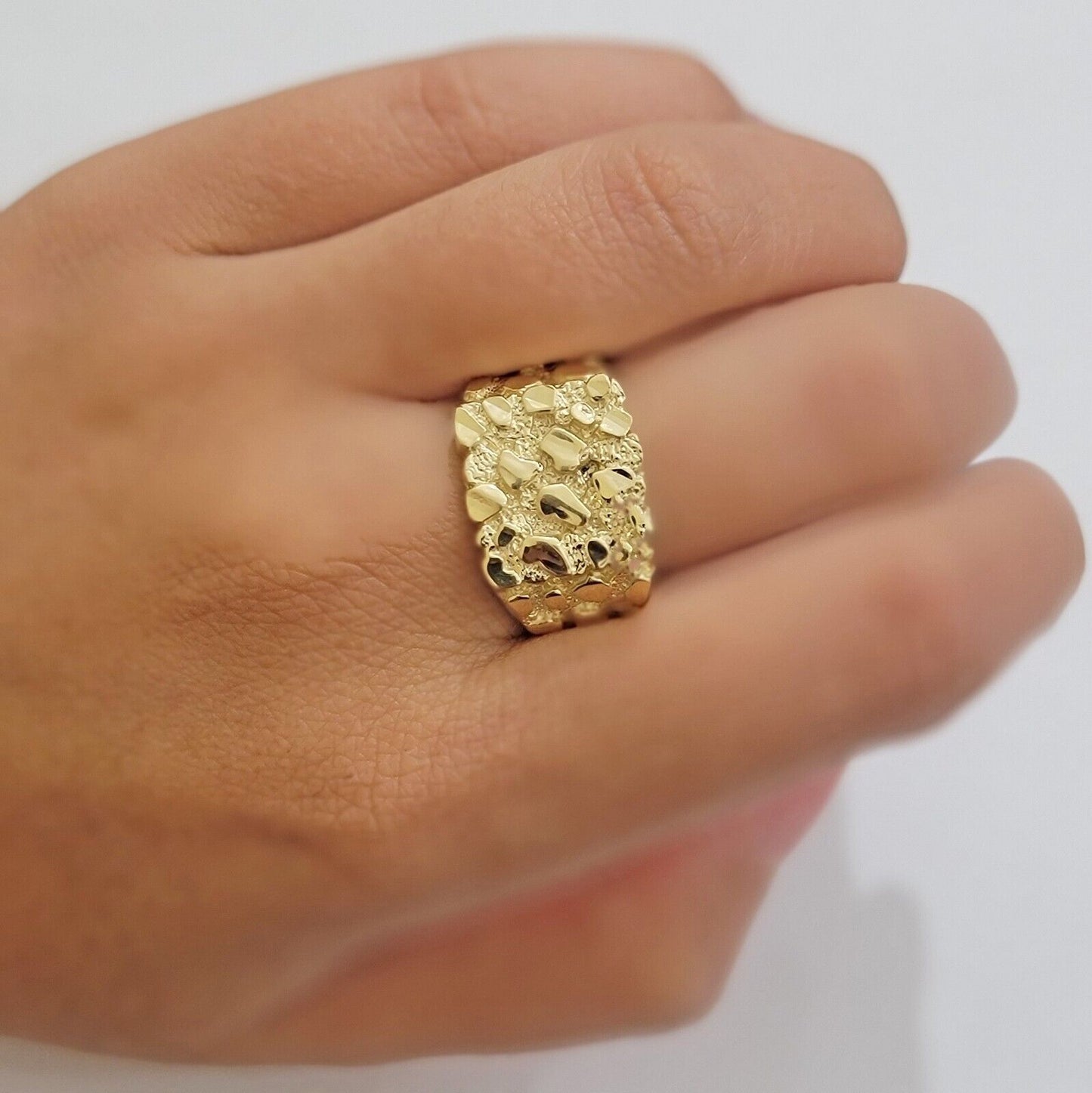 Real  14k Yellow Gold Nugget Ring For Men's Genuine 14kt casual or Pinky Ring