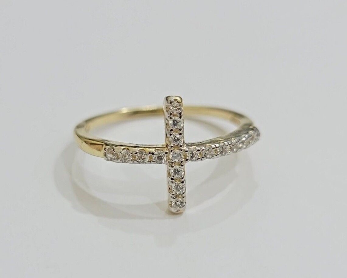 Ladies Ring 10k Yellow Gold Cross REAL 10KT Unique Casual Band LIMITED TIME SALE