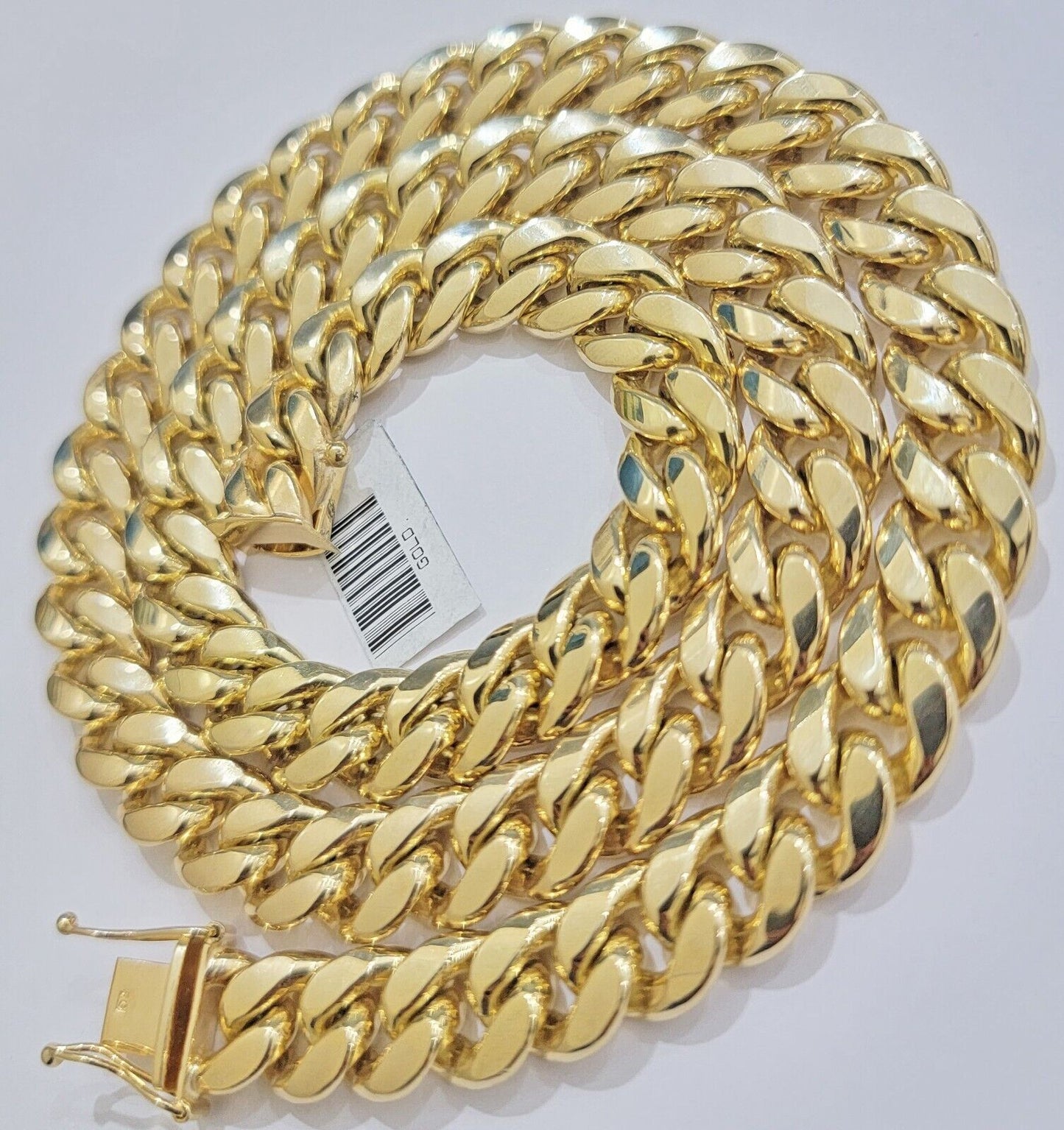 Real 10k Yellow Gold Cuban Link Solid Necklace 11mm  22" 10KT Christmas Deal