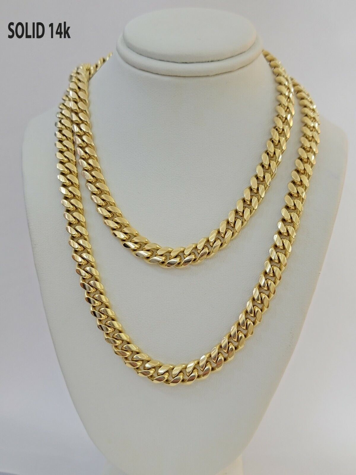 Real 14k Yellow Gold Chain Miami Cuban Link Necklace Mens Solid 8mm 22 Inch 14KT