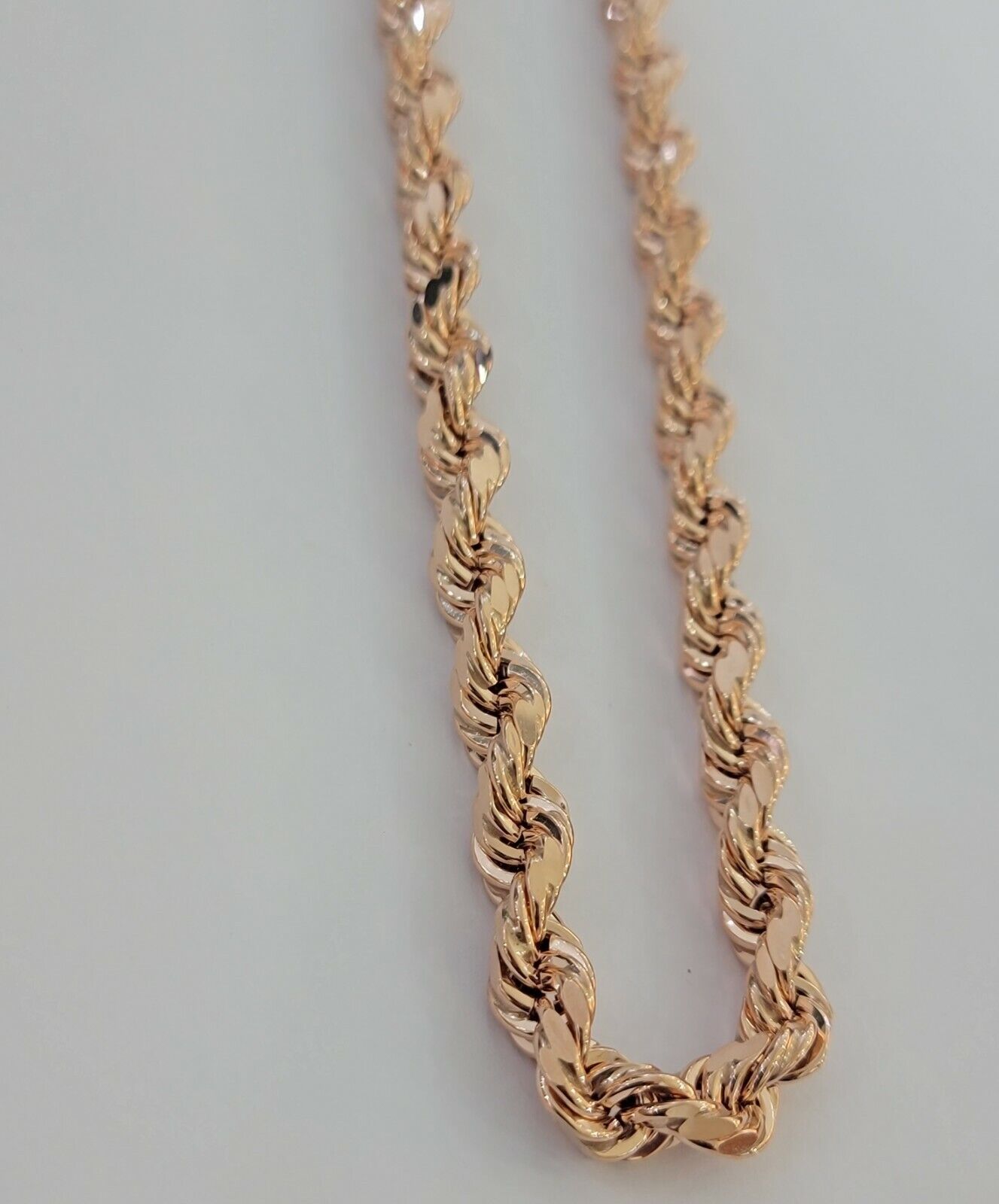 4mm 14K Rose Gold Diamond-Cut Gold Rope Chain Necklace 20-26in